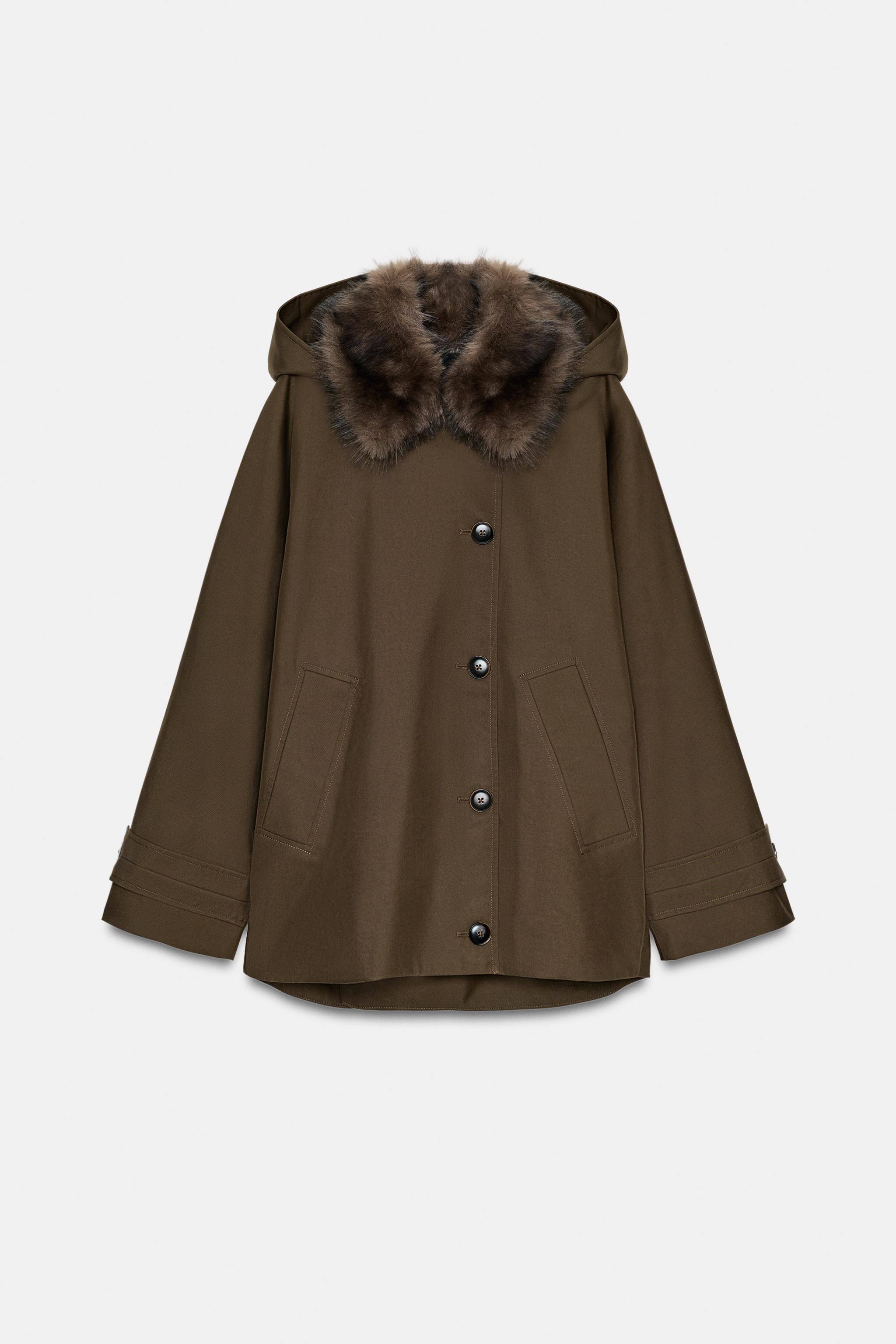 TRENCH COURT COL EFFET FOURRURE ZW COLLECTION